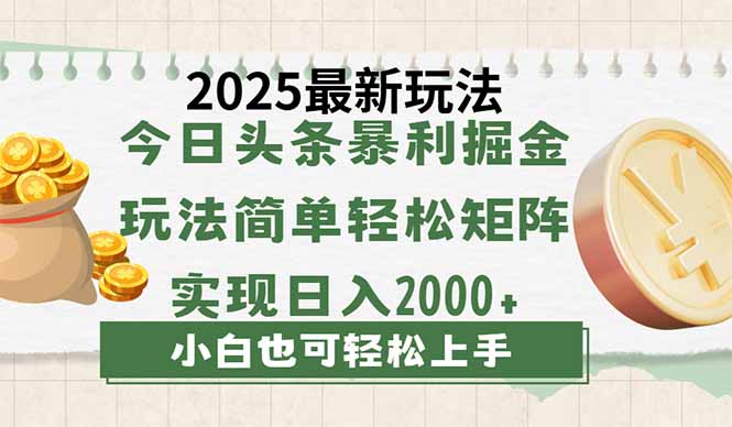 （14120期）今日头条2025最新玩法，思路简单，复制粘贴，轻松实现矩阵日入2000+-慕云辰风博客