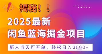 2025最新闲鱼蓝海掘金项目，新人当天可开单，轻松日入多张+的保姆级教程-辰风资源站