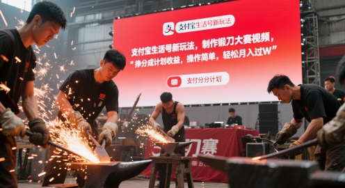 支付宝生活号新玩法，制作锻刀大赛视频，挣分成计划收益，操作简单，轻松月入过W-辰风资源站
