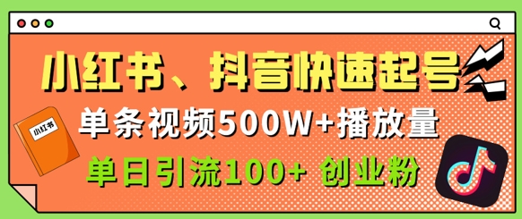 小红书、抖音、快手快速起号，单条视频500w播放量，单日引流100+创业粉-辰风资源站