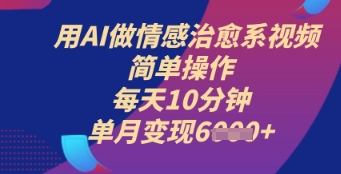 用AI做情感治愈系视频，简单操作，每天10分钟，单月变现6k+-辰风资源站