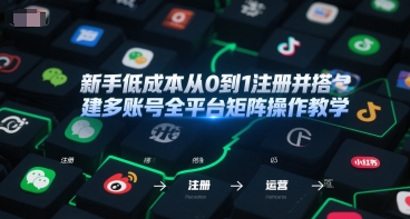 新手低成本从0到1注册并搭建多账号全平台矩阵操作教学，手机号-邮箱-IP-工具-辰风资源站