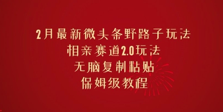 2月最新微头条野路子玩法，相亲赛道2.0玩法，无脑复制粘贴，保姆级教程-慕云辰风博客