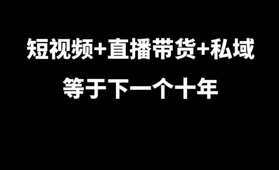 短视频+直播带货+私域等于下一个十年，大佬7年实战经验总结-慕云辰风博客