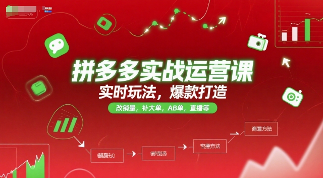 拼多多实战运营课，实时玩法，爆款打造，改销量，补大单，AB单，直播等（更新2025月）-辰风资源站