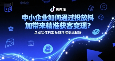 中小企业如何通过投放抖加带来精准获客变现？企业实体抖加投放精准变现秘籍-辰风资源站