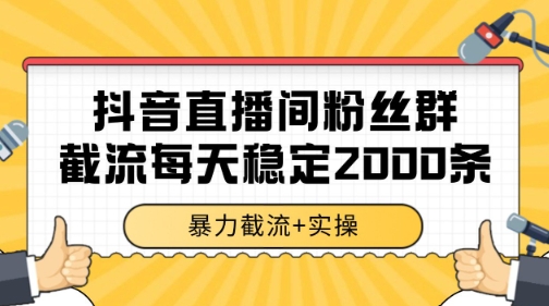 抖音直播间粉丝群暴力截流，一台电脑每天稳定2000条数据【揭秘】-辰风资源站