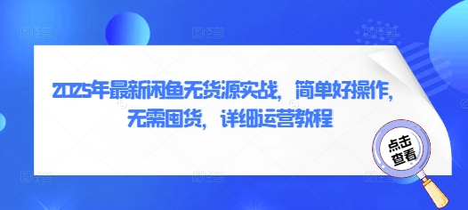 2025年最新闲鱼无货源实战，简单好操作，无需囤货，详细运营教程-辰风资源站