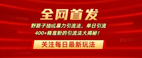 全网首发，野路子暴力引流法，单日引流400+精准粉的引流法大揭秘-慕云辰风博客