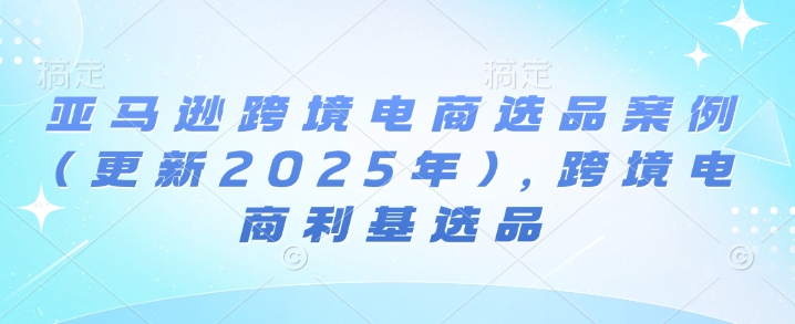 亚马逊跨境电商选品案例(更新2025年)，跨境电商利基选品-辰风资源站