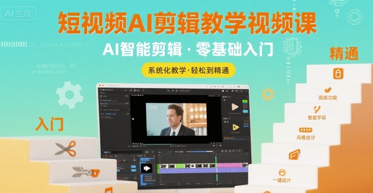 短视频AI剪辑教学视频课，入门到精通-辰风资源站