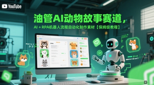 油管AI动物故事赛道，AI+RPA机器人流程自动化制作素材【保姆级教程】-辰风资源站