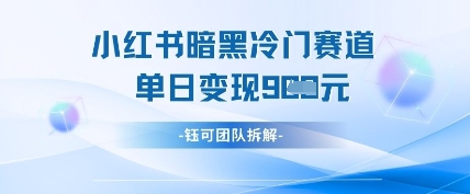 小红书冷门”暗黑”赛道，单日收益多张-辰风资源站