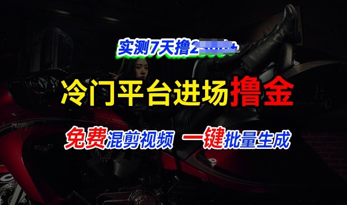 全新冷门平台视频，快速免费进场搞米，通过混剪视频一键批量生成，实测7天撸上千-慕云辰风博客