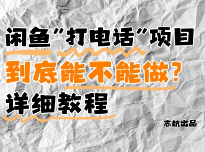 闲鱼新风口！手把手教你靠’打电话’月入5K+(附避坑指南)小白看完立马上手！-辰风资源站
