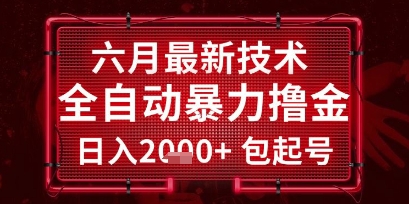 六月最新技术全自动暴力撸金，稳定日入2k+包起号，长期稳定【揭秘】-辰风资源站