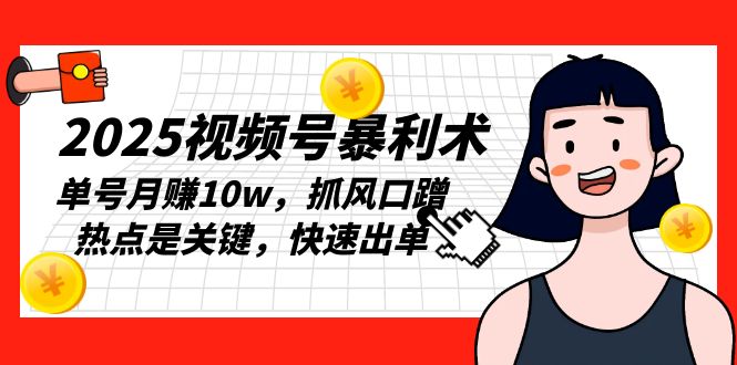 （13793期）2025视频号暴利术，单号月赚10w，抓风口蹭热点是关键，快速出单-辰风资源站