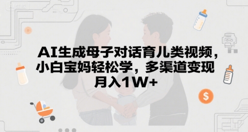 AI生成母子对话育儿类视频，小白宝妈轻松学，多渠道变现，月入1W+-辰风资源站