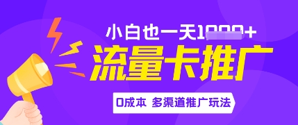 流量卡最新玩法，新手小白也能日入多张，0投资，多渠道推广玩法-辰风资源站