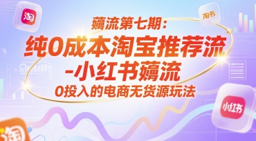 薅流第七期：纯0成本淘宝推荐流-小红书薅流最新版目，0投入的电商无货源玩法（附赠往期）-辰风资源站