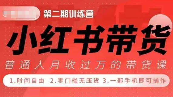 小Red书带货42天训练营 2.0版，宝妈+自由职+上班族+大学生，提高副业收入的大红利项目-辰风资源站