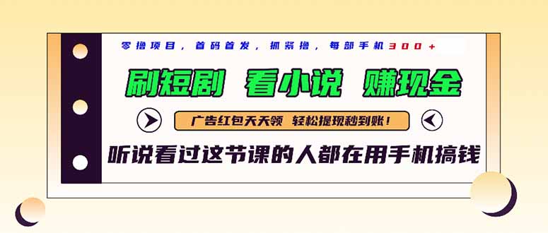 （14735期）最新短剧平台，刷短剧，看小说，赚现金，一部手机日入300+-辰风资源站