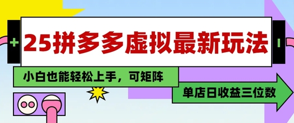25最新拼多多虚拟电商，单店日入3位数，小白也能快速上手，保姆级教程-辰风资源站