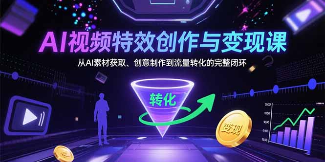 （15587期）AI视频特效创作与变现课：从AI素材获取、创意制作到流量转化的完整闭环-辰风资源站