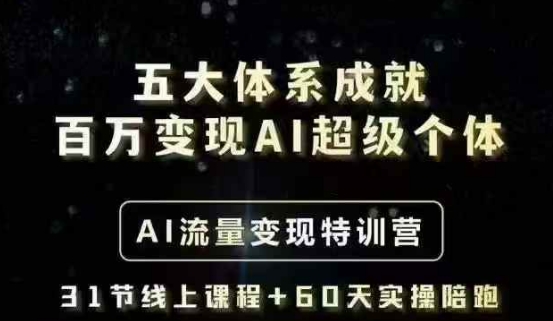 五大体系成就百万变现AI超级个体- AI流量变现特训营，一步一步教你一个人怎么年入百W-慕云辰风博客