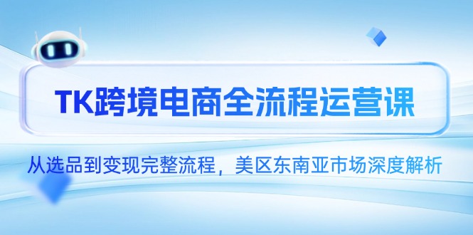 （14929期）TK跨境电商全流程运营课，从选品到变现完整流程，美区东南亚市场深度解析-辰风资源站
