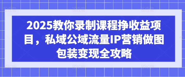 2025教你录制课程挣收益项目，私域公域流量IP营销做图包装变现全攻略-慕云辰风博客