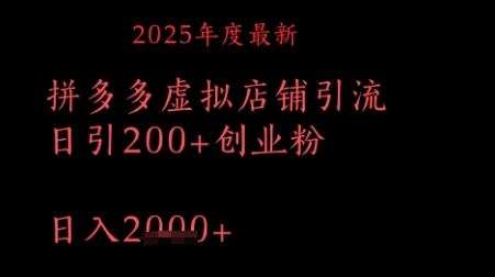 拼多多复制粘贴日引200+付费创业粉，月入1w最新教程-辰风资源站