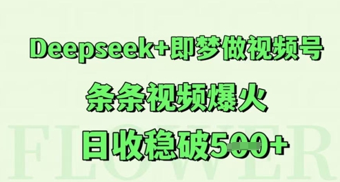 Deepseek+即梦做视频号，条条视频爆火，日收稳破5张-辰风资源站