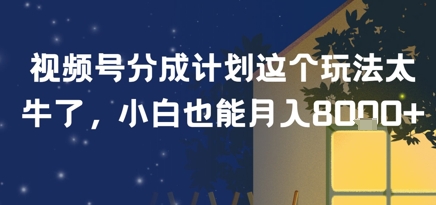 视频号分成计划这个玩法太牛了，小白也能月入8k+-辰风资源站