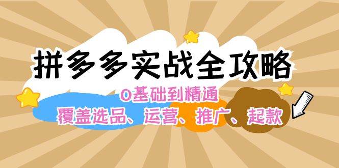 拼多多实战全攻略：0基础到精通，覆盖选品、运营、推广、起款-慕云辰风博客