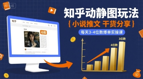 小说推文干货分享之知乎动静图玩法，每天3-4位数爆单实操课-辰风资源站