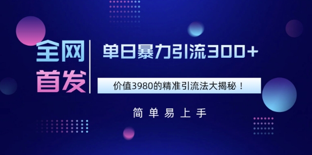 全网首发，价值3980单日暴力引流300+的精准引流法大揭秘-慕云辰风博客