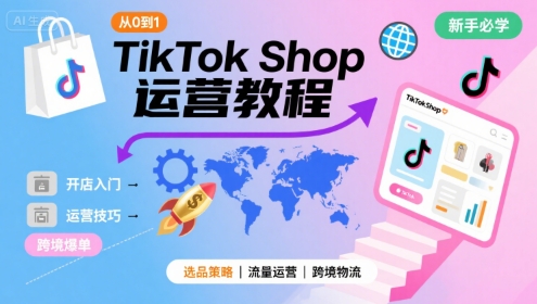 TikTok Shop从0到1运营教程，TikTok跨境电商新手必学课程-辰风资源站