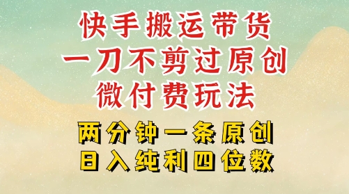 快手黑科技搬运带货，一刀不剪过原创，微付费投流玩法，轻松日入四位数，深层揭秘玩法-辰风资源站
