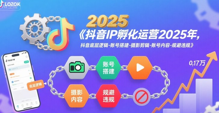 抖音IP孵化运营2025年，抖音底层逻辑-账号搭建-摄影剪辑-账号内容-规避违规-辰风资源站