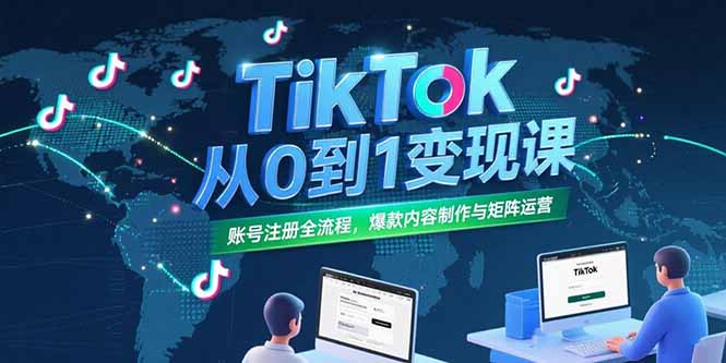 （15346期）TikTok从0到1变现课，账号注册全流程，爆款内容制作与矩阵运营-辰风资源站