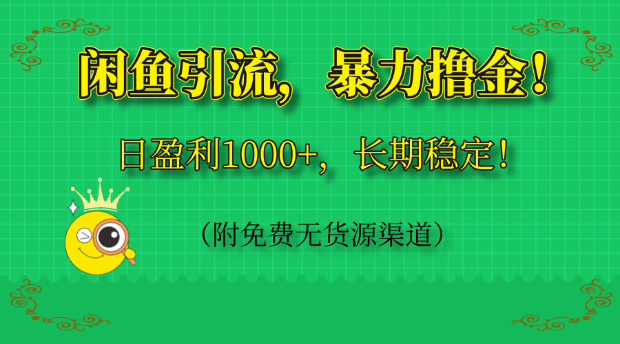 （14647期）闲鱼引流，暴力撸金，日盈利1000+，长期稳定！（附免费无货源渠道）-辰风资源站