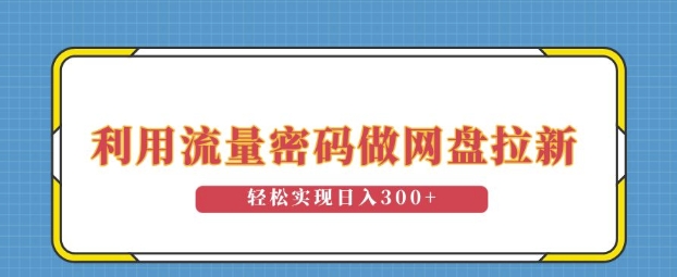 利用流量密码做网盘拉新，操作简单适合0基础小白，轻松实现日入3张-慕云辰风博客