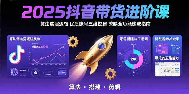 （15571期）2025抖音带货进阶课：算法底层逻辑,优质账号五维搭建,剪映全功能速成指南-辰风资源站