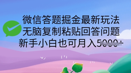 微信答题掘金最新玩法，无脑复制粘贴回答问题，新手小白也可月入5k-辰风资源站