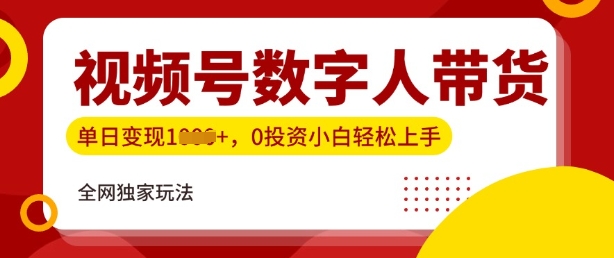 最新视频号数学人带货实操玩法，新手单日轻松多张，全程干货-慕云辰风博客