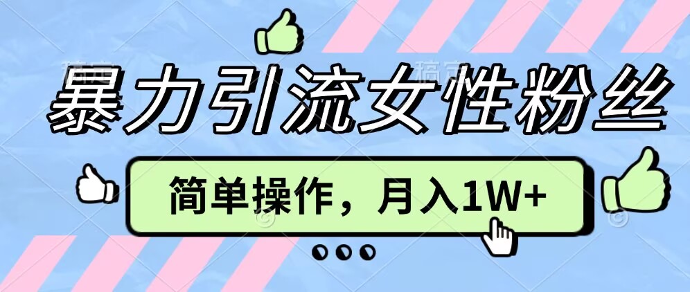 操作“零难度”小众项目，疯狂引流女性粉丝，月入轻松破 1W+-慕云辰风博客