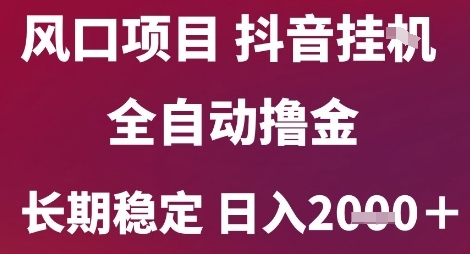 风口项目，六月最新玩法抖音无人挂G，全自动撸金，长期稳定 日入2k+【揭秘】-辰风资源站