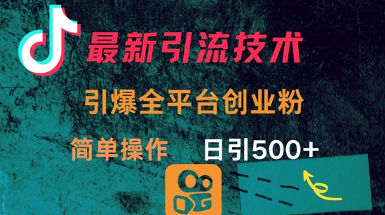 最新引流方法，引爆全平台的一个创业粉，简单操作日引300+-辰风资源站