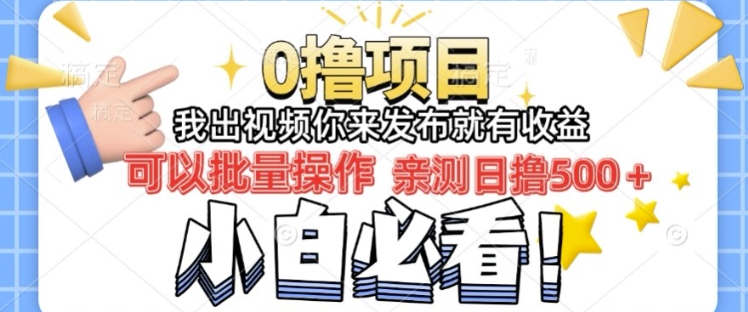 我出视频你直接领取发布就有收益日入几张的0撸项目，速度搞-慕云辰风博客